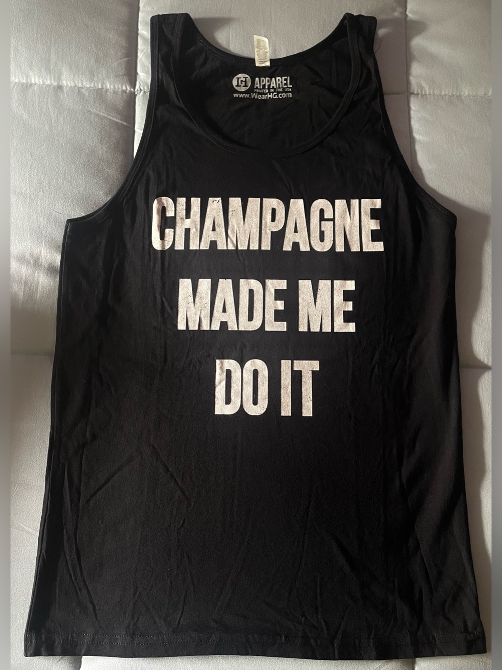 “Champagne Made Me Do It” Women’s Muscle Tank Top - Small - Black (NWOT)